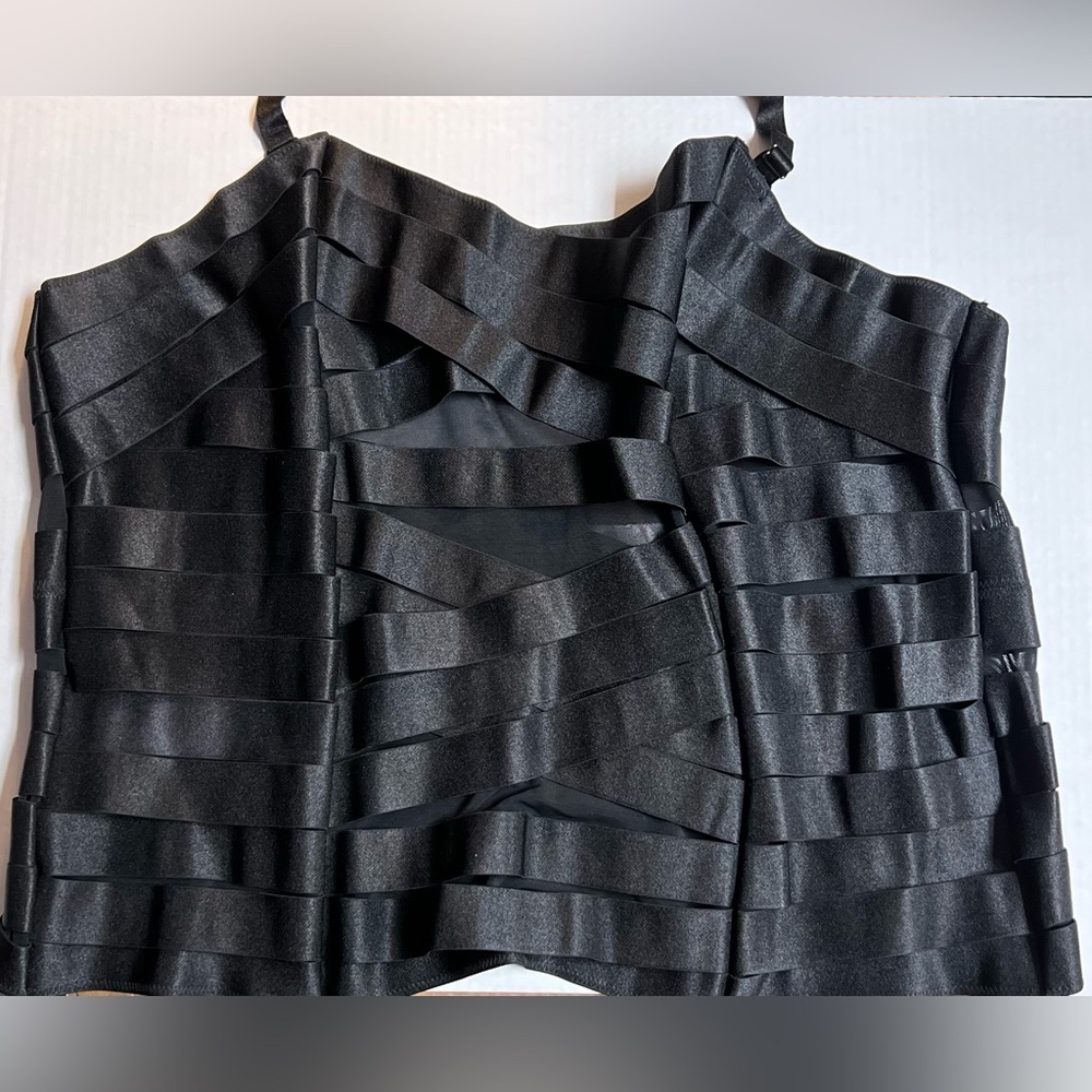 NWT Fox & Royal black Satin Bondage bustier sz. 18